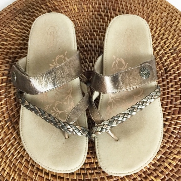 Aetrex Women's Lena Bronze Cork Beaded Comfort Thong Sandal Size 5.5 - Picture 4 of 4